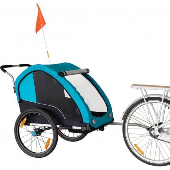 Remorque vélo 2-en-1 pour 2 enfants - BIKE ORIGINAL - Bac en plastique - Jantes noires