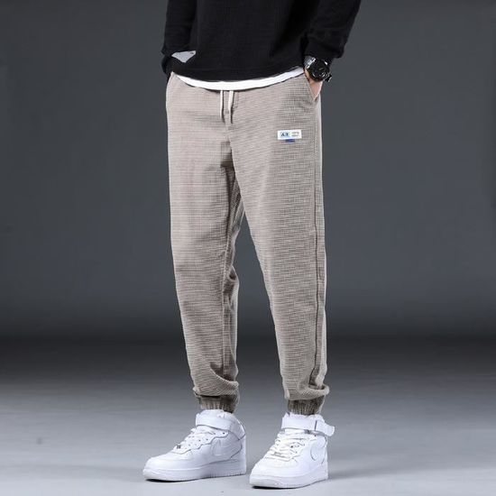 Pantalon Homme Chaud En Velours Côtelé Cheville Elastiquee Bleu Marine