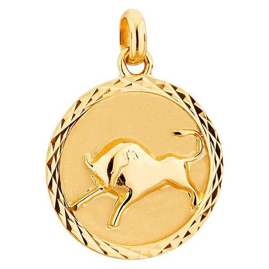 Médaille Taureau Or 18 Carats - Pendentif Zodiaque 2.2 Cm, Occasion Très Bon état