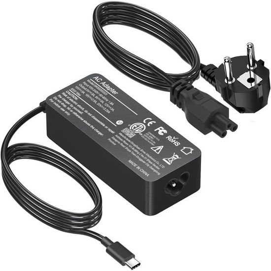 Chargeur 65W Ordinateur Portable Adaptateur pour Lenovo Thinkpad T440 T440s T450 T450s T460 T470