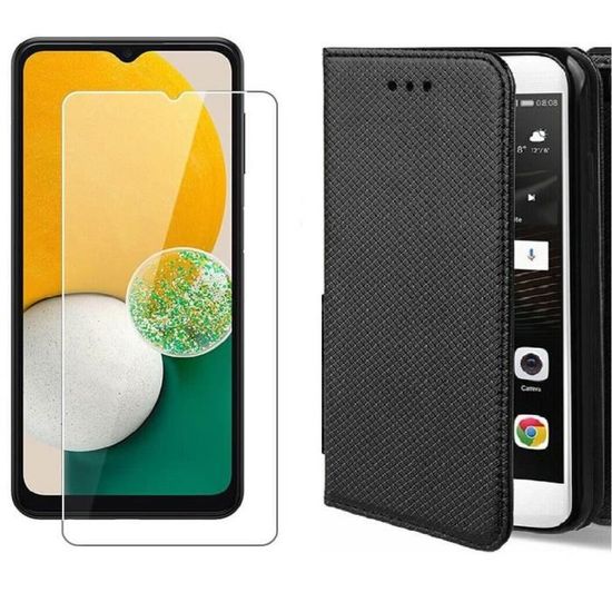 Coque Hybride Pour Samsung Galaxy A14 5G - Verre Trempé 2X, Noire/rouge/bleu, Avec Support Magnétique