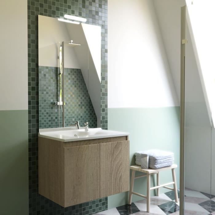 Meuble PROLINE 70 cm avec plan vasque et miroir - Cambrian oak
