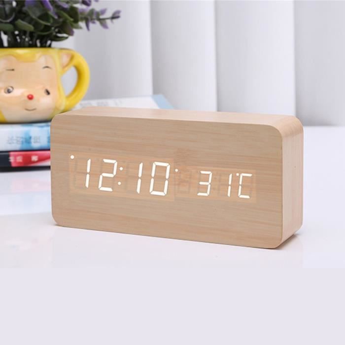 Alimentation par USB réveil muet numérique en bois LED - Return 2203