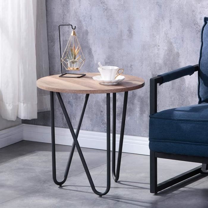 TABLE BASSE GOLDFAN Bout de Canap Ronde Petite Table d 'appoint Bois Design Table Basse de Salon 50x50x50cm246