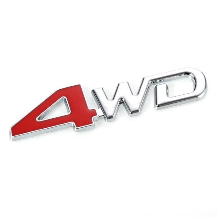 Métal Chrome voiture 3D 4WD LOGO-rouge déplacement emblème Badge Auto moteur autocollant pour voiture intérieur ou voiture extér