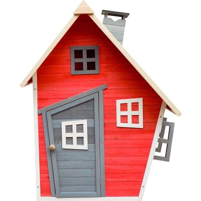 Maisonnette en bois pour enfants Outdoor Toys Fantasy 102x120x150 cm Rouge