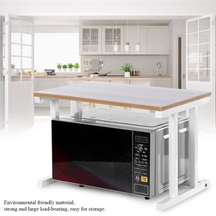 étagère Support de four à micro-ondes 57 *38 *38cm de rangement pour armoire de cuisine de comptoir à 2 couches - blanc HB044