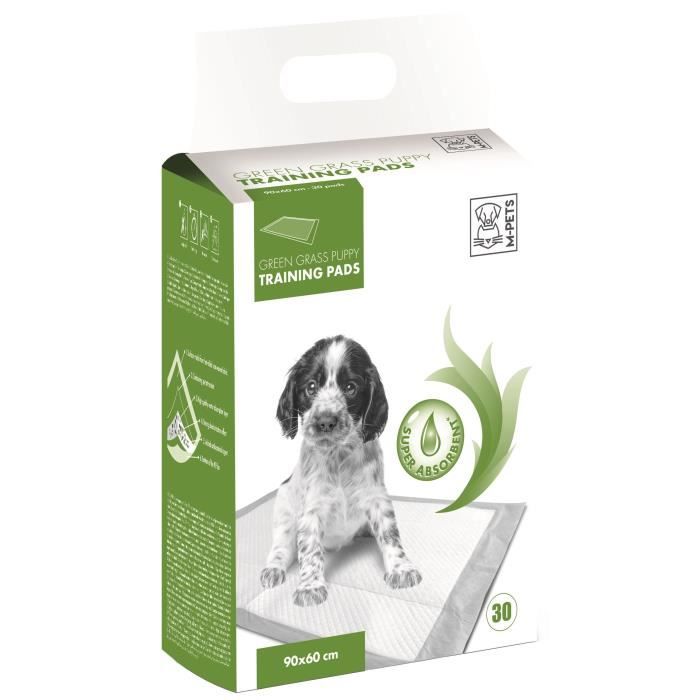 M-PETS Tapis d'apprentissage Green Grass - 30 pièces - 90x60cm - Pour chiot