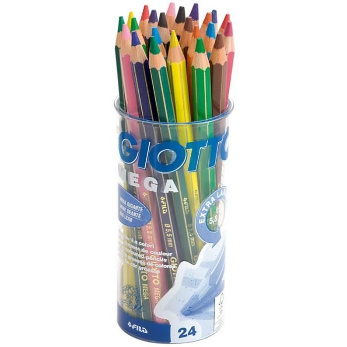 Crayons de couleurs GIOTTO Mega x 24 - Coffret école