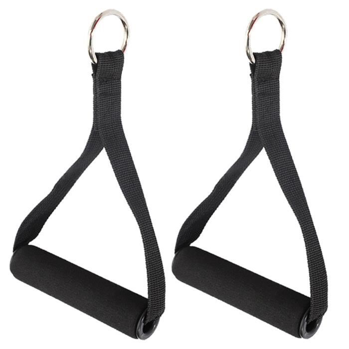 Poignées de Résistance en Mousse/Nylon Corde de Traction Poignée de Tirage Musculation Accessoire pour Machine Smith ou noir pur