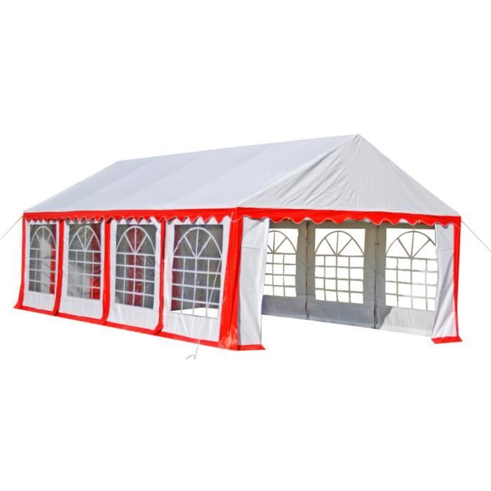 Barnum Châpiteau Tente de Réception 4x8 m Blanc Rouge contre le vent tente barbecue marchés camping pratique