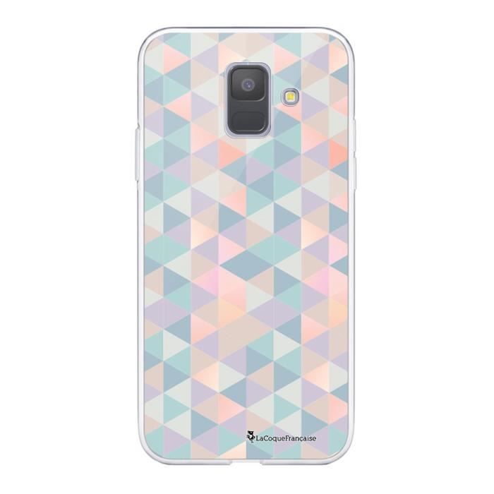Coque Samsung Galaxy A6 2018 360 intégrale transparente Triangles multicolors Ecriture Tendance Design La Coque Francaise