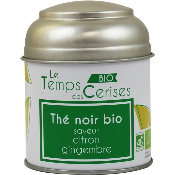 LE TEMPS DES CERISES Thé Noir Citron Gingembre Bio Boite Métal 30g