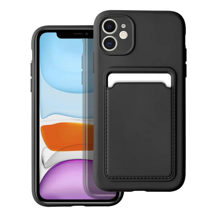 Coque Silicone Porte Carte Noir Pour iPhone 11 Little Boutik®