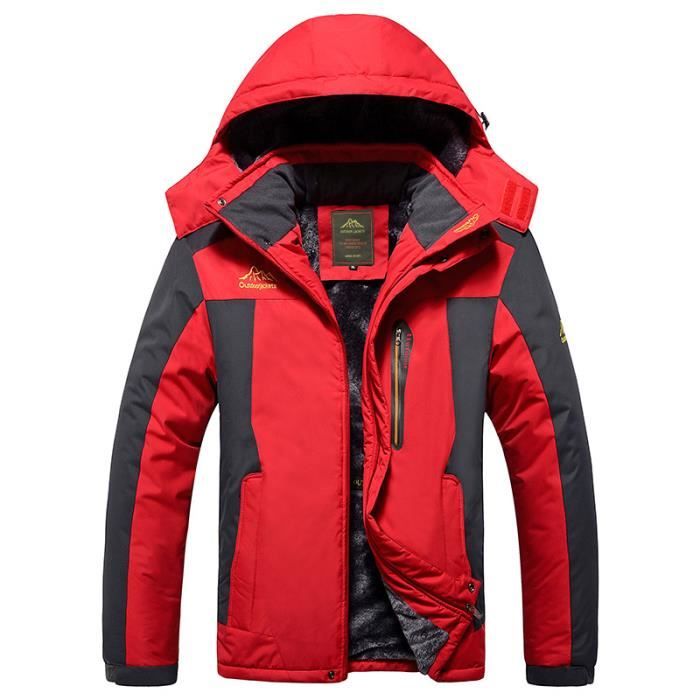 Veste Softshell homme à Capuche de Randonnée d’Extérieur Chaude Étanche Coupe-Vent Neige Ski De Sport Camping Pêche Travail Chasse