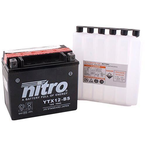 Nitro Batterie Moto AGM Ouvert avec Pack Acide - YTX12-BS -N-