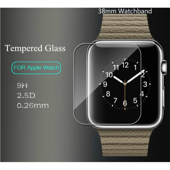 Anti - empreintes digitales 9H 2.5D 0.26mm Marque Protection Écran Verre Trempé pour Apple Watch 38mm