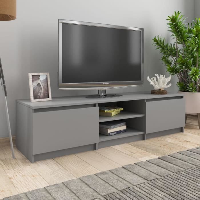 Meuble TV Gris 140x40x35,5 cm Aggloméré