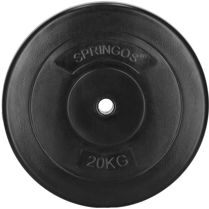 SPRINGOS® Disque 20 kg - noir, haltère, poids, musculation