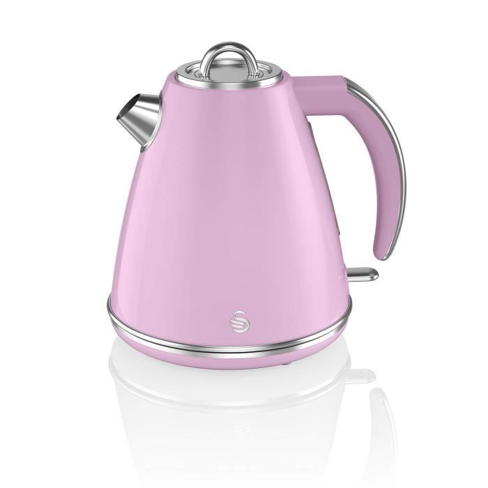Swan SK19020PN Bouilloire 1,5 L en acier inoxydable rétro Rose