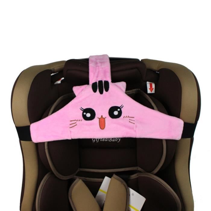TEMPSA Ceinture Sécurité Sièges Voiture Réglable Tête Fixation Holder Pour Enfants ROSE 34x27cm