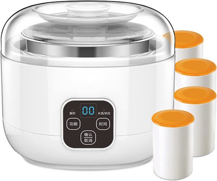 Yaourtière FOHERE 12 Pots 2160 Ml - 25W - Programmable - Acier Inoxydable - Sans BPA - Écran LCD