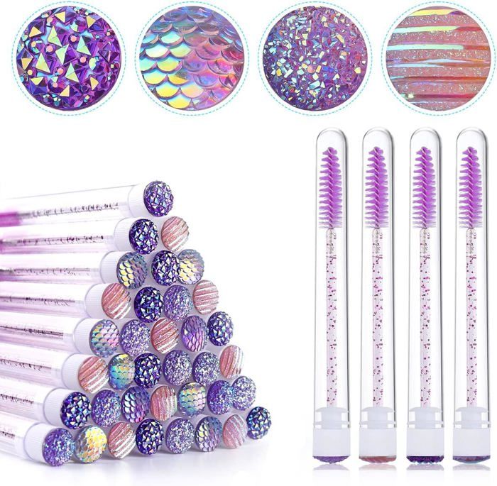 40Pcs Violet Tube Mascara Vide Diamant Tube De Cils Mascara Baguette