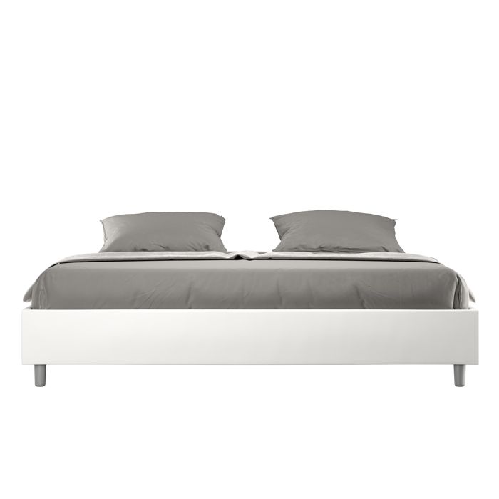 Cadre de lit rembourré - ITYHOME - Azelia - 180x190 cm - Similicuir blanc - Sans sommier Cadre de lit rembourré - ITYHOME - Azelia - 180x190 cm - Similicuir blanc - Sans sommier