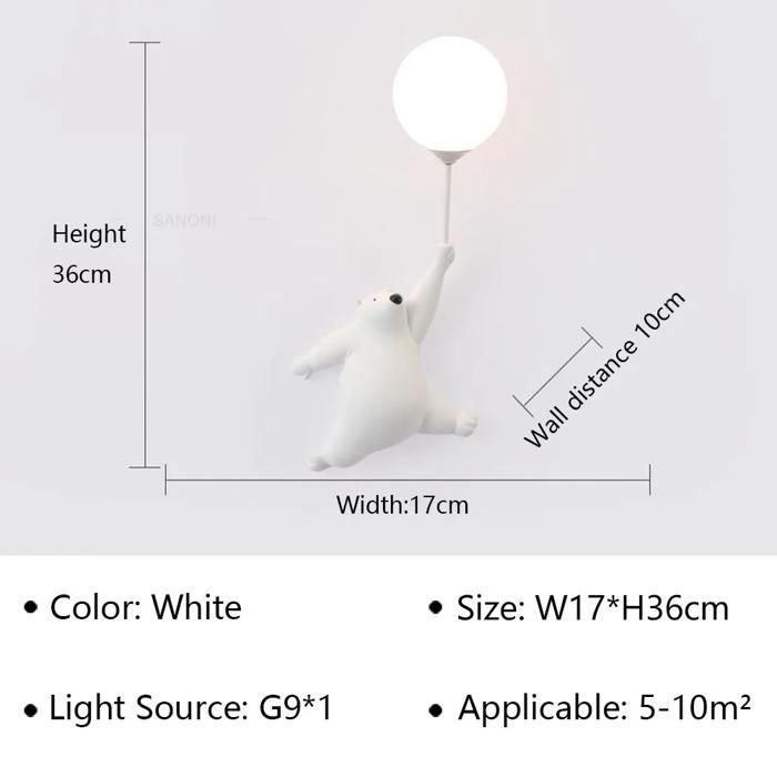 Applique murale LED moderne pour chambre denfant salon One-handed white bear (left hand) single-color warm light/mcj