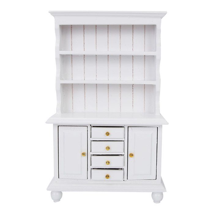 1:12 Armoire à Trois Couches Meuble de Simulation Accessoires de Maison de Poupée (Blanc)