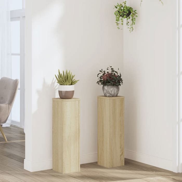 vidaXL Supports pour plantes 2 pcs chêne sonoma bois dingénierie support de fleurs support de pot de plante support de 852935