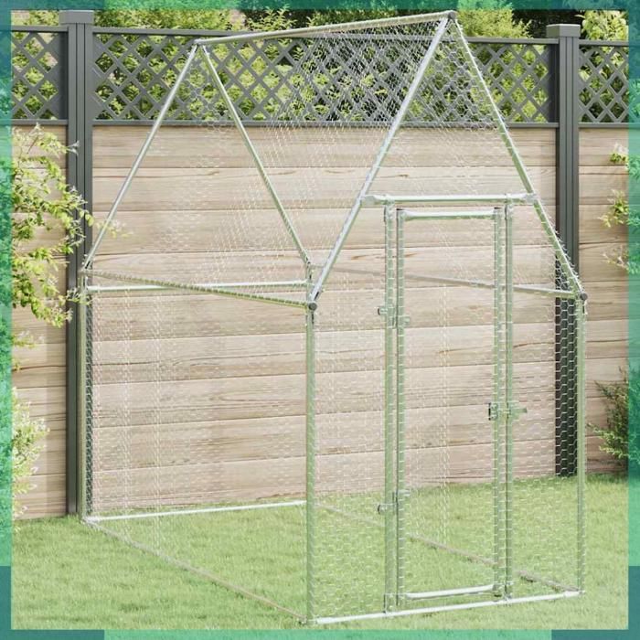 Comparer les prix de ASHATA Cage pour poules argenté 200x100x190 cm acier galvanisé -FHE172550