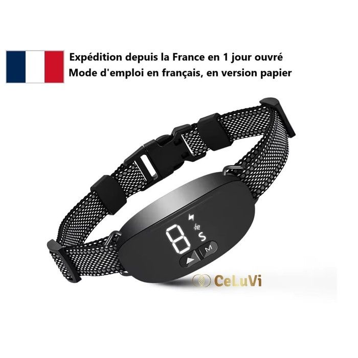 Meilleurs prix pour Collier Anti Aboiement - CeLuVi -  Noir, Etanche IP67, Intelligent, Paramétrages simples, Mode d'emploi en Français