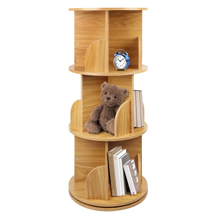 Bibliothèque enfant de jouet et livre rotation à 360° Étagère pour bébé à 3 niveaux - ERROLVES - Bois - 40*40*97 CM