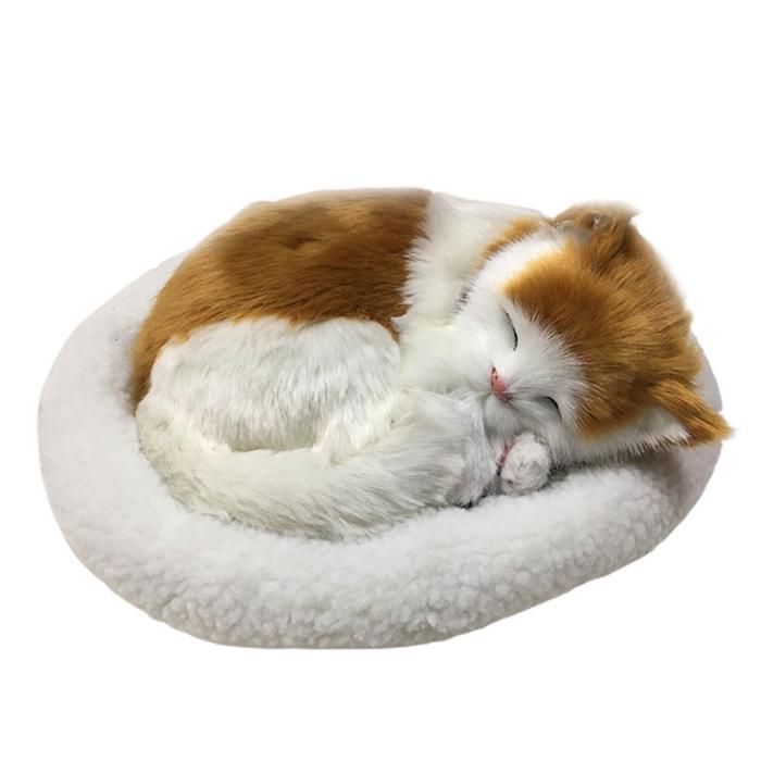 Comparer les prix de Jouet réaliste pour chat endormi chat respirant peluche avec tapis jouets en peluche pour enfants décoration de la maison