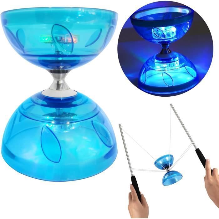 Diabolo LED Avec Roulement à Billes – Triple Roulement – 4,5 Mm – Caoutchouc Souple – Kit Débutant – Violet – Accessoires Inclus
