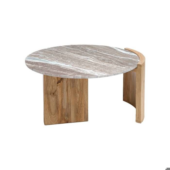 Table basse en bois de manguier et marbre Isabella