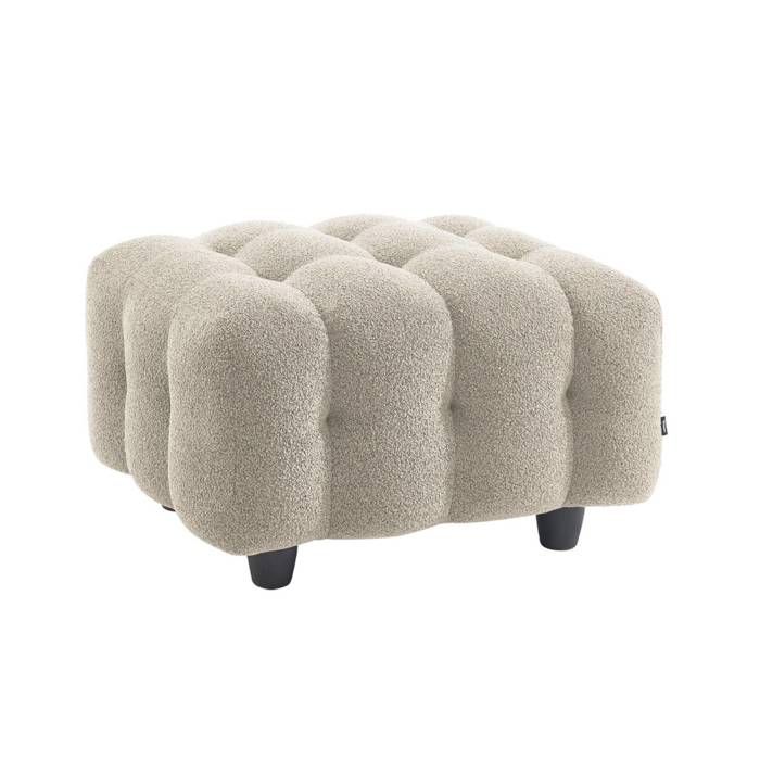 Pouf. module pour canapé. repose-pieds pour canapé 3 places en bouclette texturée beige L 69 x P 59 x H 48cm - Leon Pouf. module pour canapé. repose-pieds pour canapé 3 places en bouclette texturée beige L 69 x P 59 x H 48cm - Leon