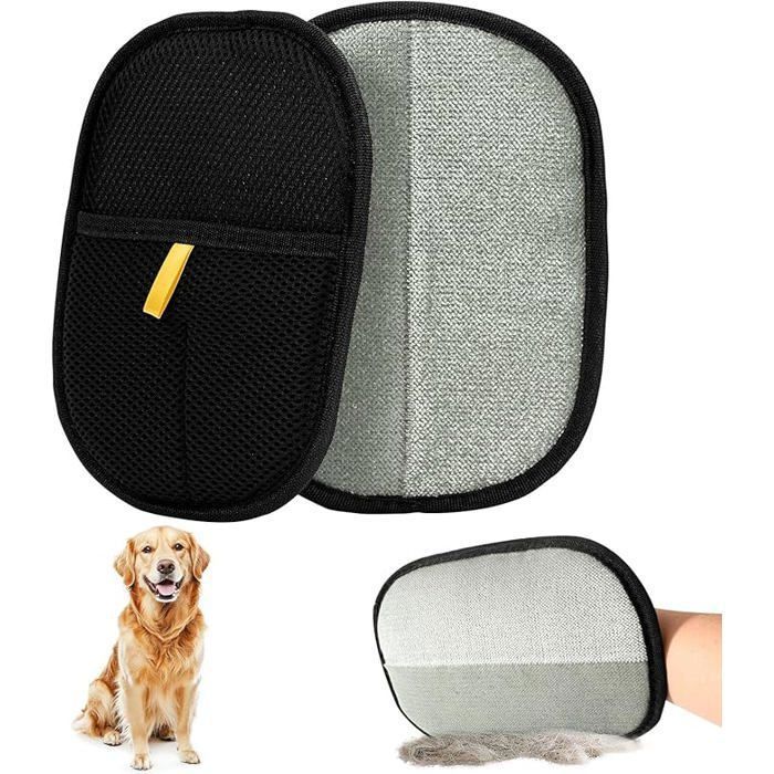 Meilleurs prix pour Gants brosse poils chat - 2 pièces double face pour canapé/meubles/tapis/siège auto Étiquette