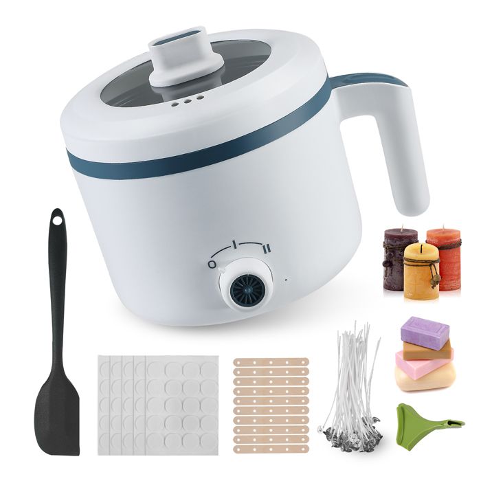 Kit Fabrication Bougies Complet Avec Fondoir Électrique - 1.5kg Cire, Huiles Essentielles & Accessoires