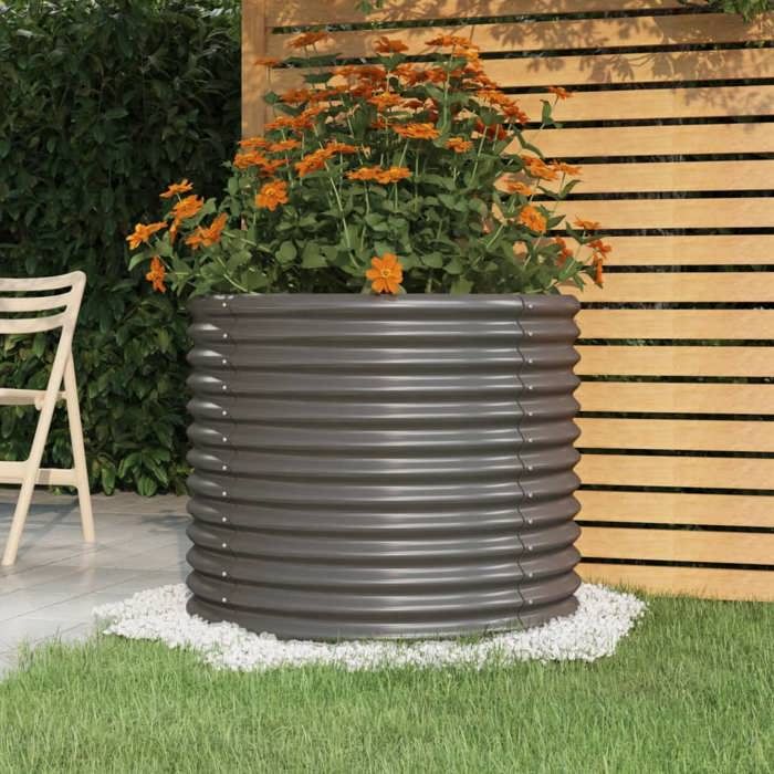 Gris Balconnière/Bac à Fleurs Protection UV - Jardinière de jardin Acier galvanisé 80x80x68cm Gris &HSF2588996