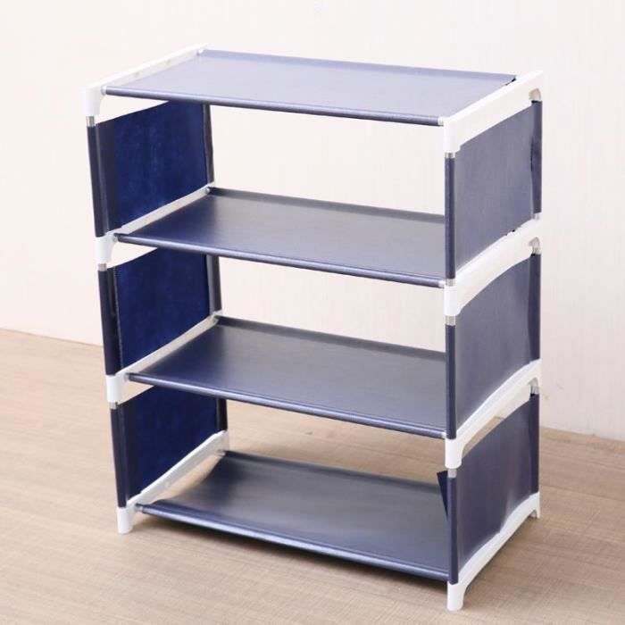 Étagère à chaussures - Range - Compact - 4 niveaux - Montage facile sans outils - Couleur bleue Étiquette