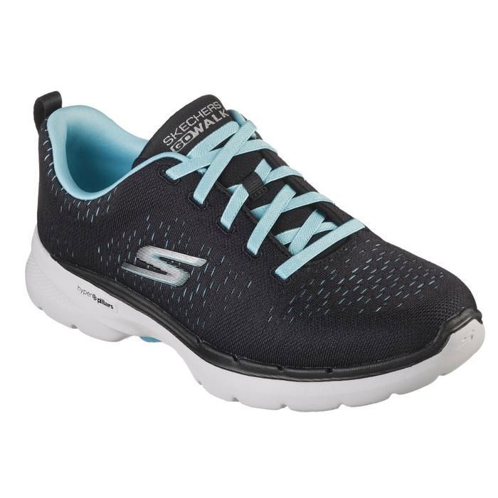 Skechers SKECHERS GO WALK 6 Sneakers pour Femmes Taille 35 EU - Confort et Style Optimaux Couleur Noire avec Accents Bleus