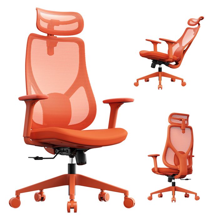 SENSE7 Moyo Fauteuil de Bureau Ergonomique Accoudoirs 3D & Soutien Lombaire Réglables Dossier Inclinable Orange