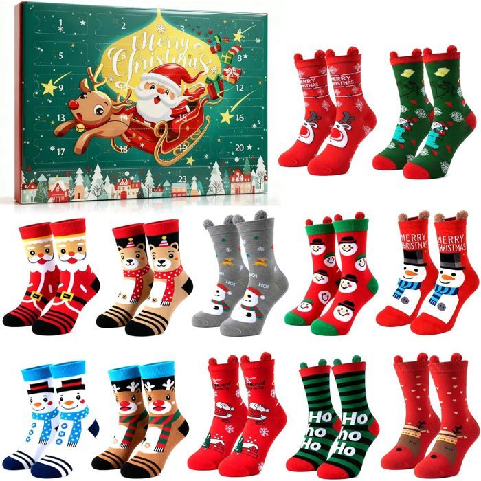 United Labels Hello Kitty calendrier de l'Avent avec 12 paires de chaussettes femme, taille 35-41, chaussettes basses et longues, idée cadeau Noël