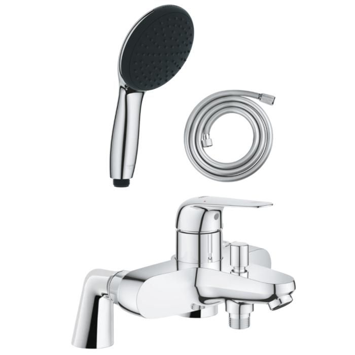 Grohe Pack mitigeur bain douche mécanique Swift + douchette ronde 2 jets + flexible