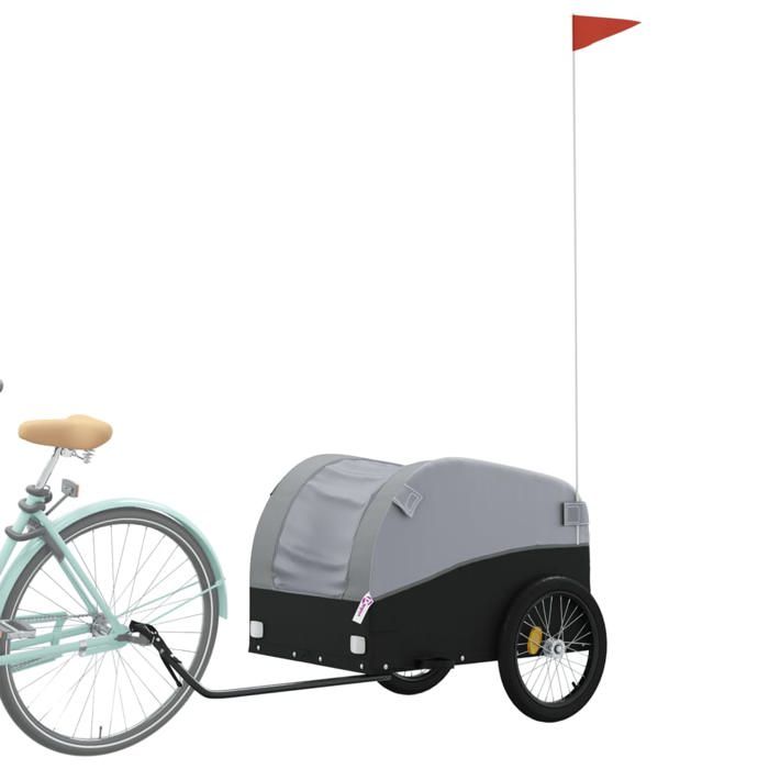 Remorque de vélo polyvalente - VIDAXL - CLOUD - 126x63x63 cm - Capacité 45 kg - Noir et gris - Tissu oxford