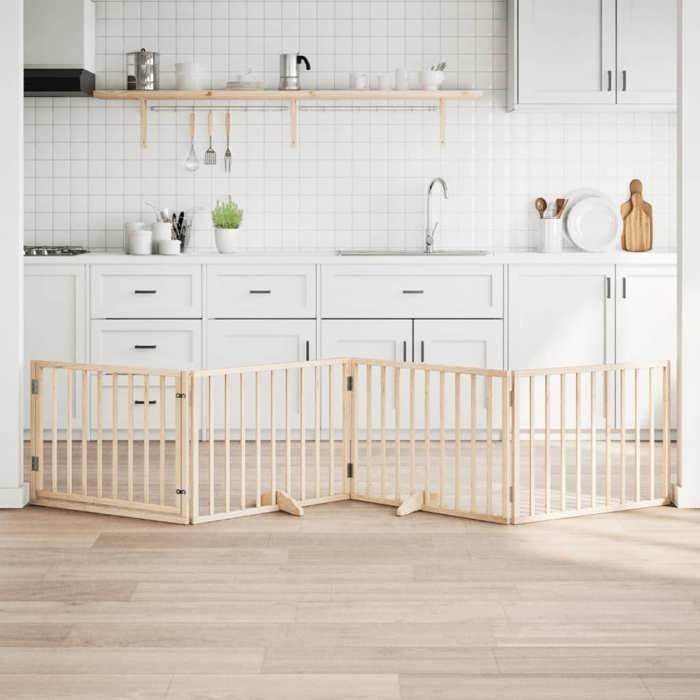 Comparer les prix de Barrière pour chien pliable - vidaXL - Bois de peuplier - 320 cm - Brun - Panneau de porte