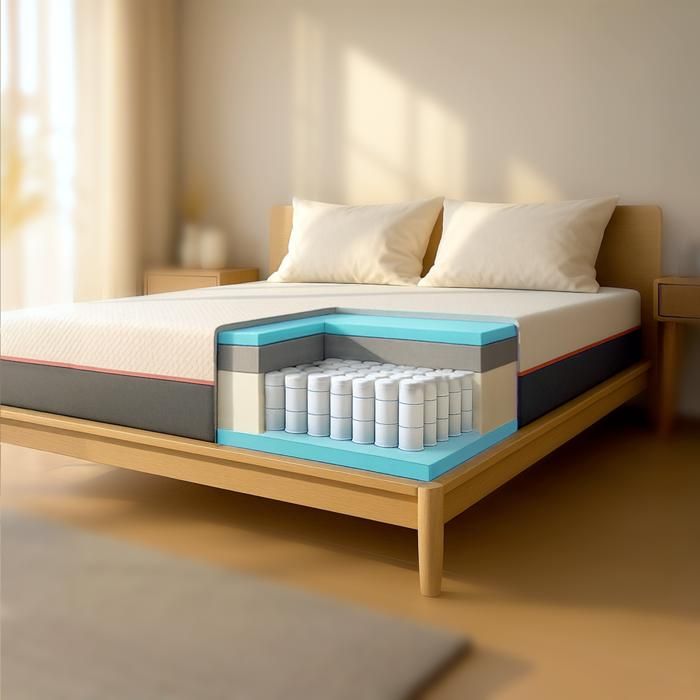 Matelas à ressorts ensachés - THE WHITE STONE - 90x200 cm - Mémoire de forme Breeze - Hauteur 30 cm - Housse déhoussable respirante Matelas à ressorts ensachés - THE WHITE STONE - 90x200 cm - Mémoire de forme Breeze - Hauteur 30 cm - Housse déhoussable respirante