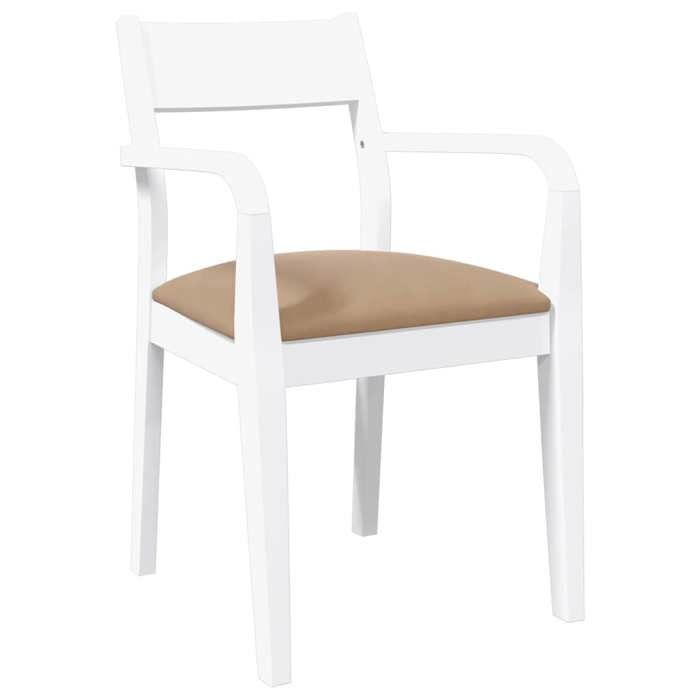 Blanc Chaises de cuisine/bar - SOLOMON -[2 pcs] - avec coussins - blanc bois massif caoutchouc CCC1527